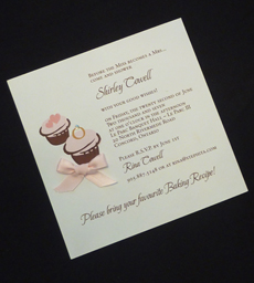 Invitation S18: White Smooth, Pink Ribbon