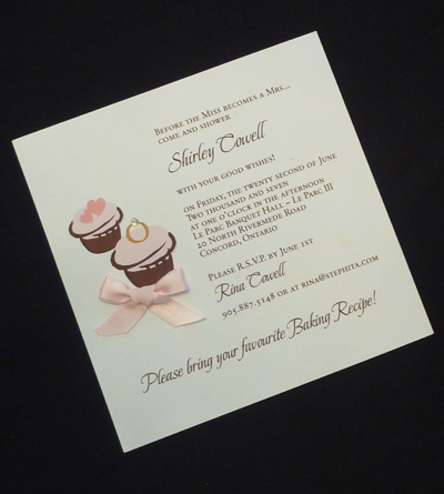 Invitation S18: White Smooth, Pink Ribbon