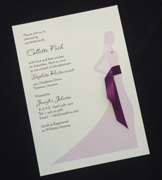 Invitation S19: White Smooth, Eggplant Ribbon