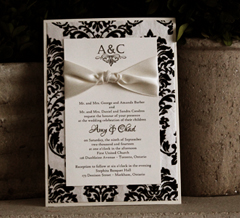 Invitation SP3: White Gold, Cream Smooth, Antique Ribbon