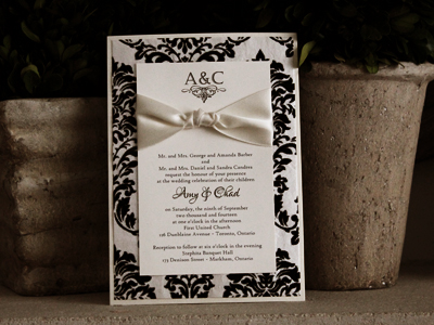 Invitation SP3: White Gold, Cream Smooth, Antique Ribbon