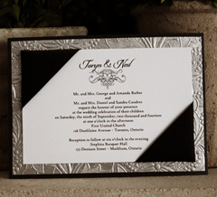 Invitation SP4: Black Pearl, White Smooth, Black Ribbon