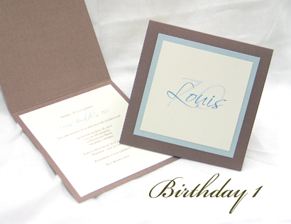 Invitation Birthday1: Brown Pearl, Blue Aspire Pearl, Cream Smooth