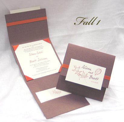 Invitation Fall1: Brown Pearl, Cream Smooth, Orange Ribbon