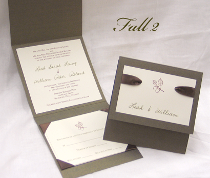 Invitation Fall2: Sage Pearl, Cream Smooth, Brown Ribbon