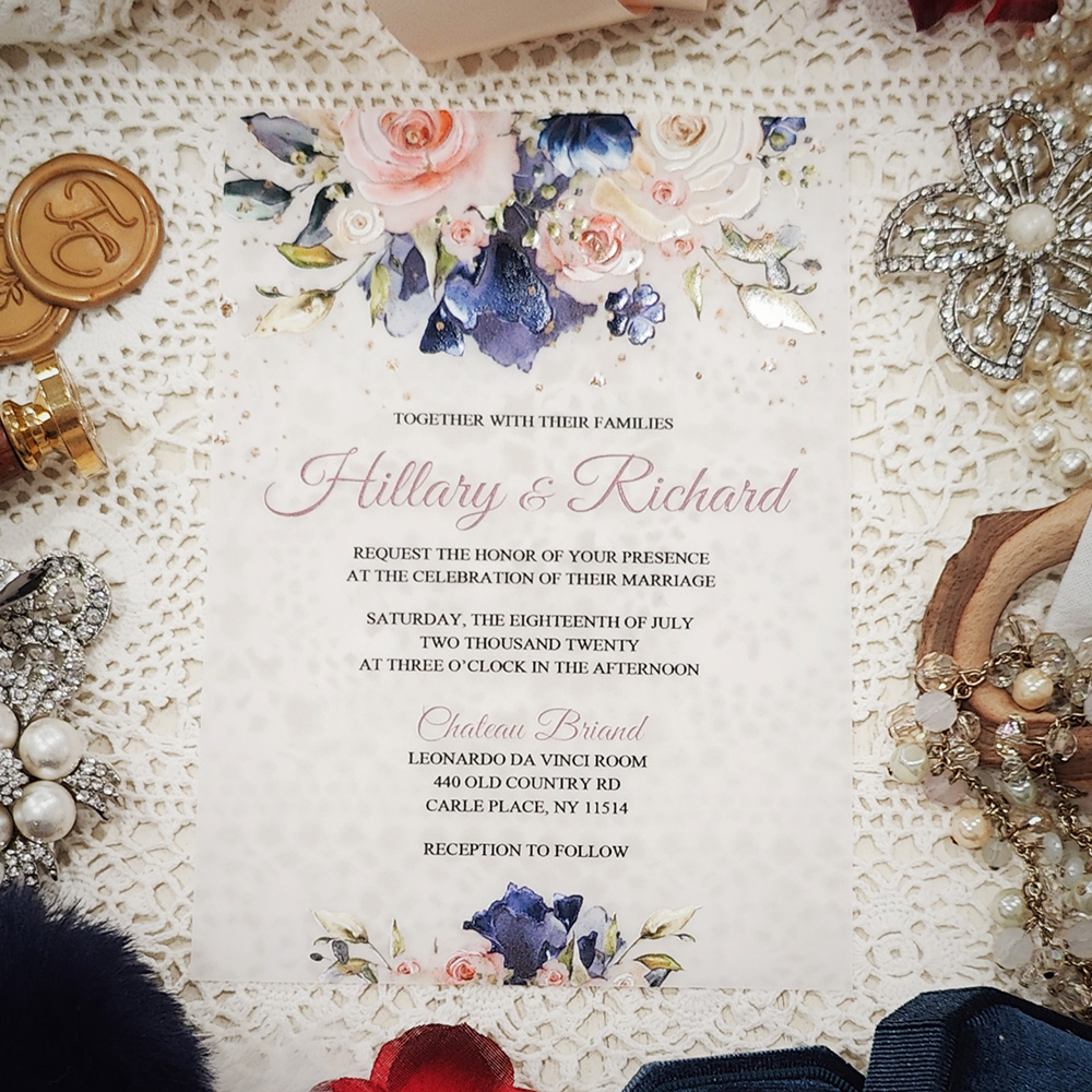 Invitation 5304: Vellum - uv printed floral invitation on thick vellum