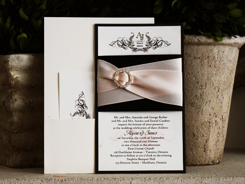 Wedding Invitation 741 White Gold Black Pearl Wedding Invitation 741 White Gold Black Pearl Cream Smooth Beau Rivage