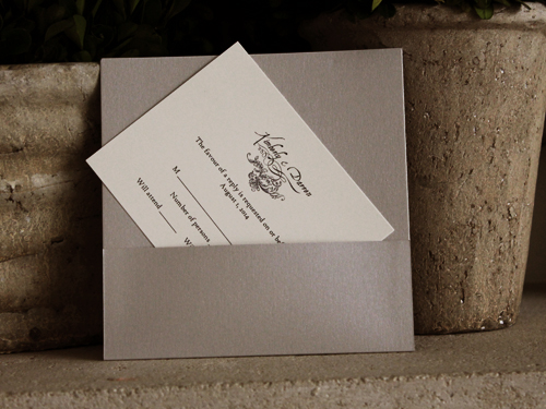 Invitation 1012: Silver Ore, Blush Pearl, Cream Smooth, Blush Ribbon, Cream - Thin Lace, Brooch/Buckle G