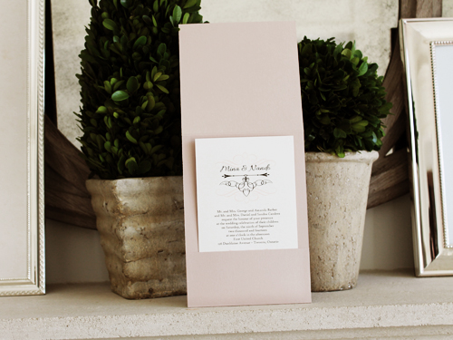Invitation 1036: Blush Pearl, Blush Pearl, Cream Smooth, Antique Ribbon, Cream Lace, Brooch/Buckle A6