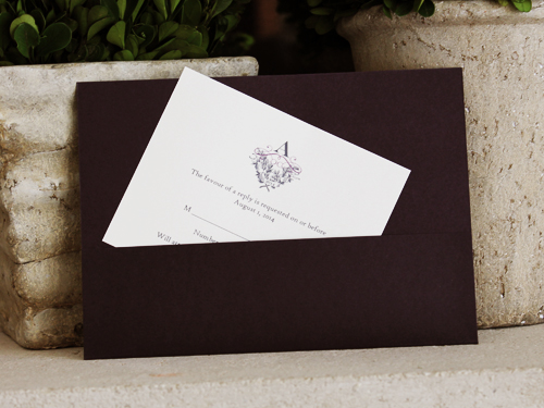 Invitation 1091: Eggplant, Grape Punch, Cream Smooth, Grape Ribbon